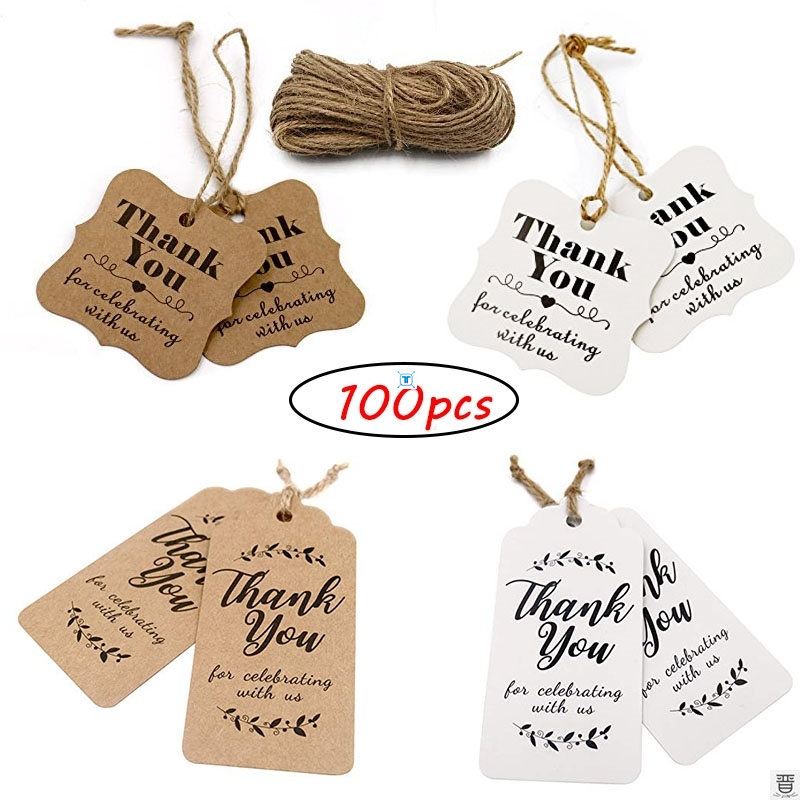 100pcs thank you paper tags for celebrating with us wedding