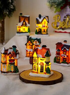 1/2pcs New Christmas Decorations Resin Christmas Small House