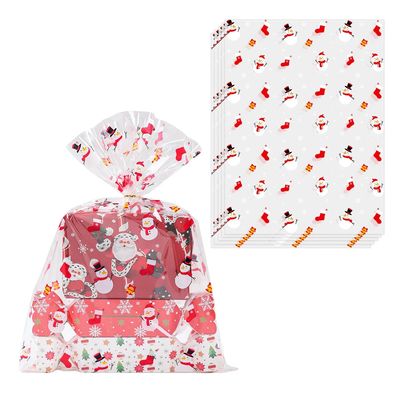 10/30pcs Christmas Cellophane Gift Bags with Gold Twist Ties