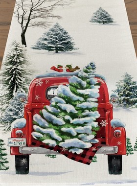 Linen Table Runner Christmas Home Dining Room Living Room Di