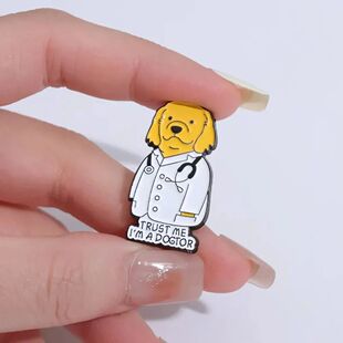 TRUST ME I'M A DOGTOR Enamel P Animal Doctor Brooch Lapel Ba