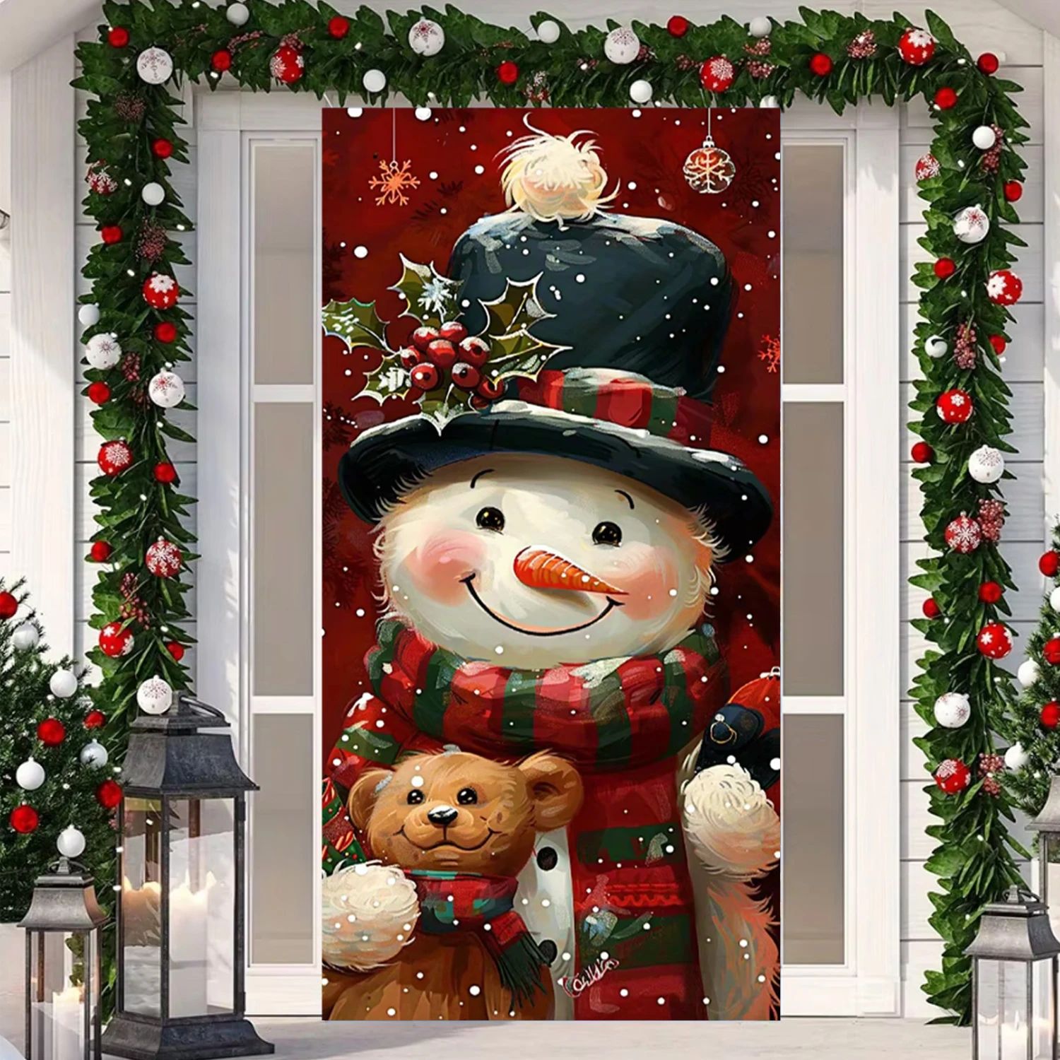 Christmas Santa Theme Nut Cracker Snowman Door Banner Orname