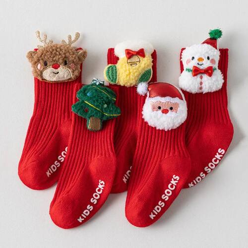 Red Christmas Baby Socks For Boy Girl Winter Warm Children A