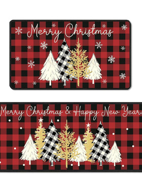 Christmas Floor Mat Kitchen Holiday Decoration Water Absorbe