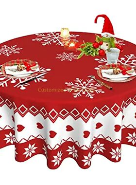 Christmas Table Cloth Red Round Christmas Tablecloth 150  cm
