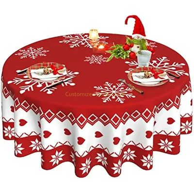 Christmas Table Cloth Red Round Christmas Tablecloth 150  cm