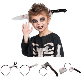 Halloween Horror Headband Props Simulation Scary Knife Axe S