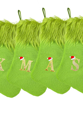 Christmas Decorations Christmas Socks Knitted Green Plush Ch