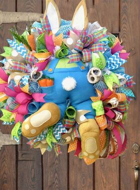 Easter Rabbit Butt Ear Shape Wreath Decor Bunny Garland Fest