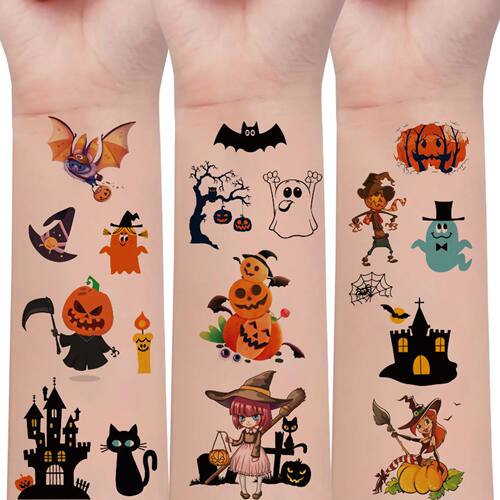 10Sheets Festive Halloween Temporary Tattoos Sticker: 130 Sp