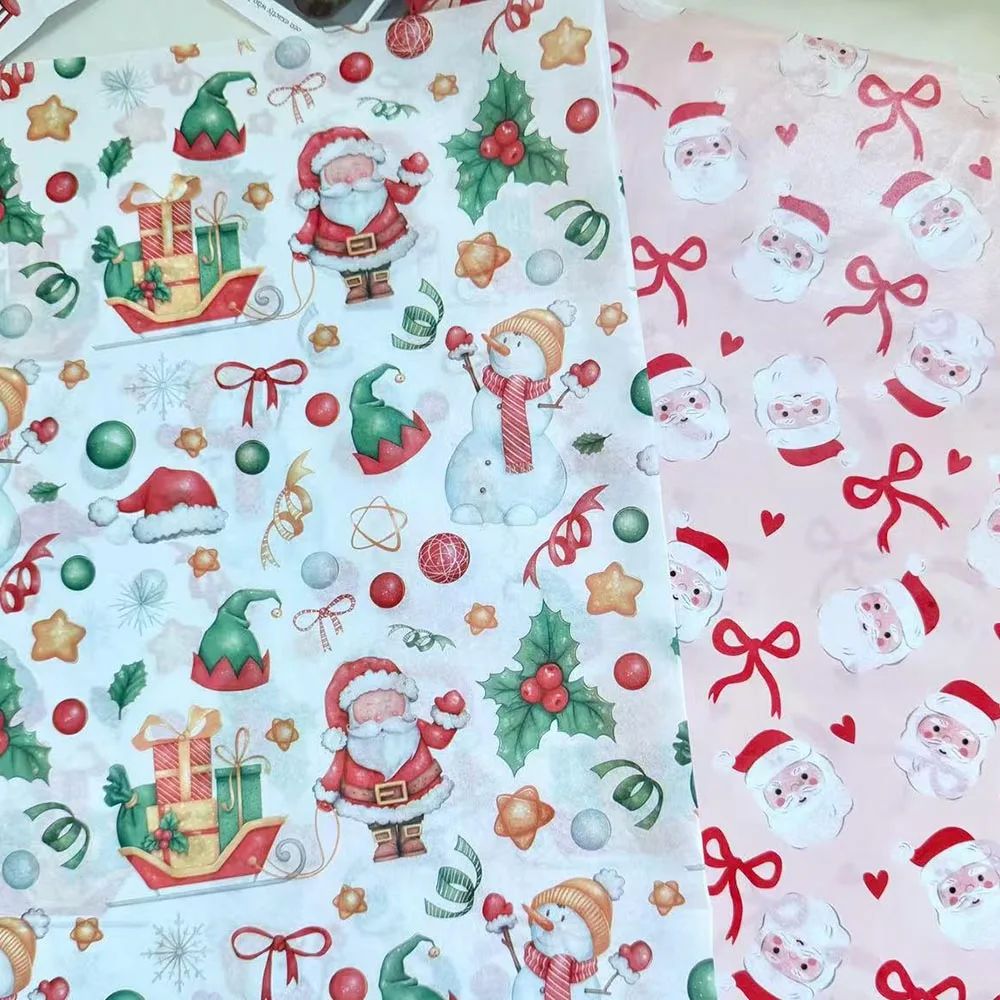 10 Sheets/Pack Christmas Tissue Paper Santa Claus Berry Holl