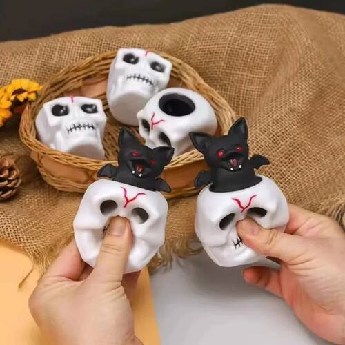 Halloween Skull Squeeze Stress Ball, Ugly Cute Squishy Skele
