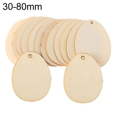 30-80mm Wooden Easter Eggs Pendants Blank Bunny Eggs Wood Ch