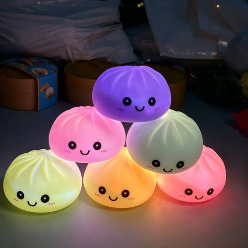 Luminous Colored Steamed Dumpling Squeezing Toy Soft Decompr