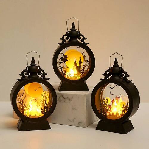 Halloween LED Wind Night Light Portable Pumpkin Ghost Lanter