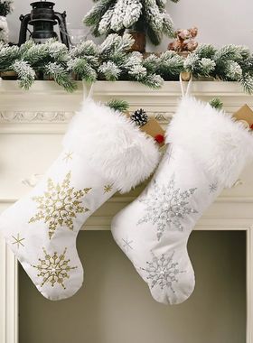 Christmas Decorations Flannelette Pearl Snow Christmas Socks
