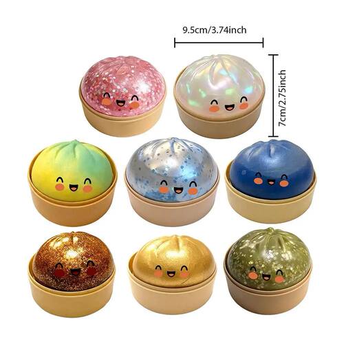 Realistic Giant Dumpling Squeeze Toy with Bamboo Steamer Sof