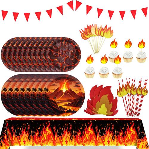 Volcano Themed Tableware Napkins Decors Kids Birthday Party