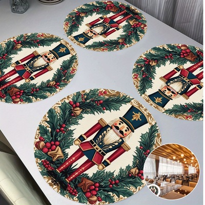 Round Christmas Table Mat Absorbent Non-slip Splash-proof Pl