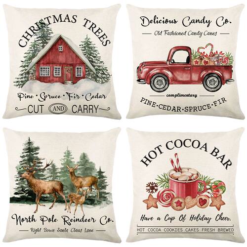 45x45cm Christmas Decoration Pillowcase Xmas Tree Elk Snowma
