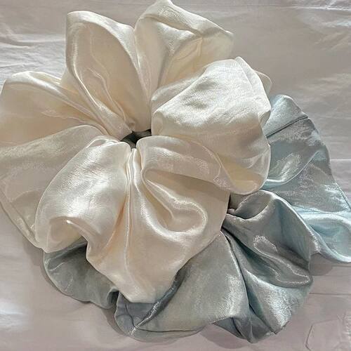1PC High-Shine Pearlescent White Large Satin Scrunchie - Sty