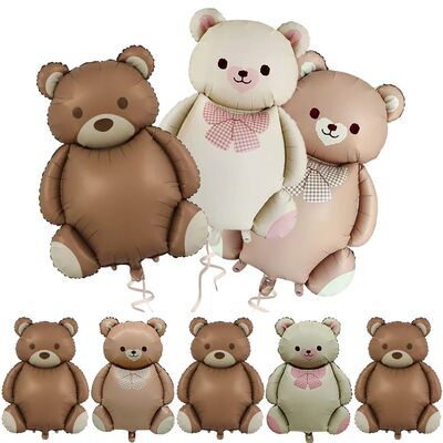 Cute Bear Balloon Foil Inflated Mylar Brown Bear Bday Balloo