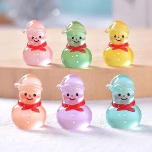 Luminous Glow 50PCS Ornament Snowman Resin Mini Christmas