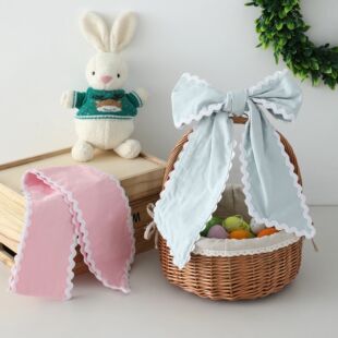 Ric Rac Wreath Sashes Gingham Canvas Easter Basket Bow Perfe