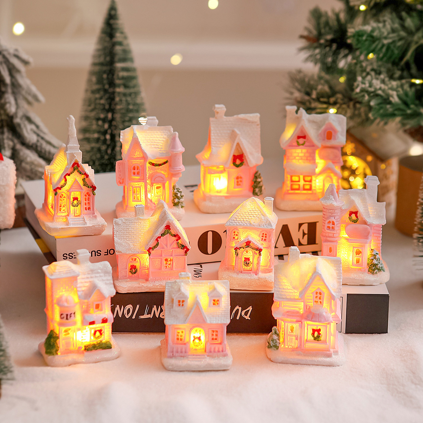 Christmas Christmas Decorations Resin Small House Micro Land