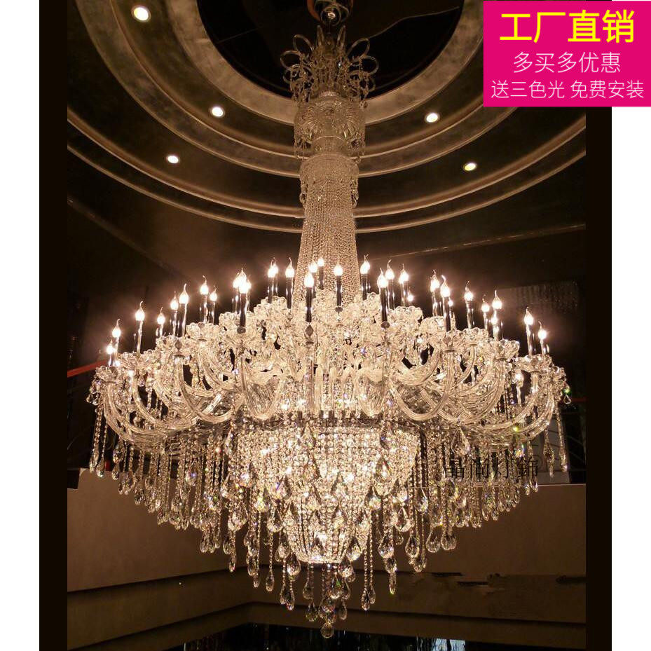 复式楼别墅大吊灯婚礼宴会工程灯具楼中楼中空水晶吊灯酒店会所灯_虎窝淘