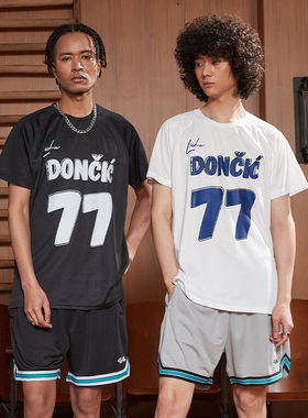 TIP-OFF独行侠东契奇简约圆领速干短袖春夏运动上衣T恤男女投篮服