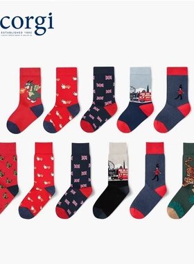CORGI英国进口本命龙年亲子儿童款时尚百搭秋冬季中筒袜子外穿潮