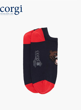 CORGI英国进口男女情侣深色卡通图案印花薄款亲肤舒适透气船袜