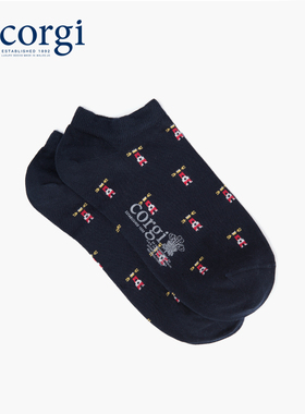 CORGI英国进口男女款船袜字母印花薄款精梳棉透气夏季短袜