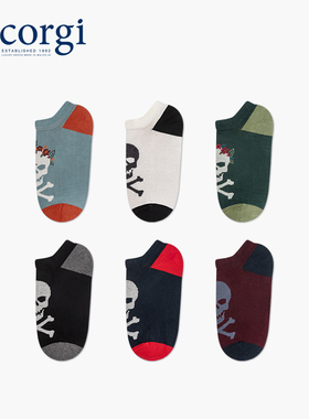 CORGI英国进口潮流袜骷髅印花运动薄款夏季透气亲肤男女款短袜