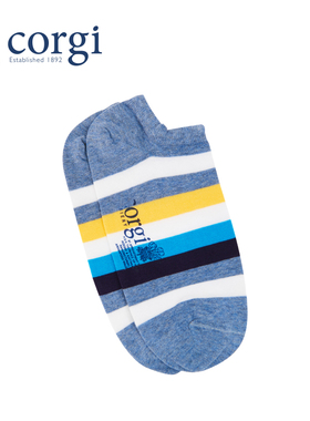CORGI英国进口男士条纹超柔亲肤精致工艺夏季薄款休闲纯棉船袜