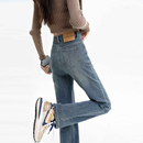 直筒牛仔裤 女2024新款 爆款 小个子 复古窄版 春季 高腰显瘦弹力烟管裤