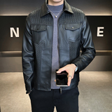 2025秋冬新款压花翻领皮衣货号9892P140，男装皮衣，电商B217