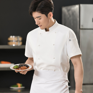 星级酒店会所厨师长工作服美食节目行政总厨烹饪大师大厨衣服男白