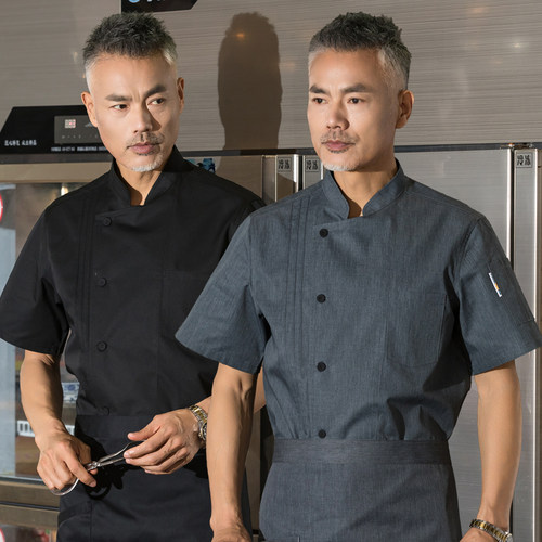 酒店餐饮厨师工作服男女短袖透气饭店厨房食堂餐厅厨房饭堂工衣白