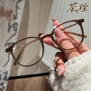 文奕眼镜C02棕色近视镜框可配高度数素颜超轻菱形脸方圆丹阳眼镜