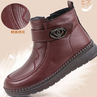 恒泰祥冬季新款兔毛保暖舒适防滑妈妈鞋时尚短靴705-3
