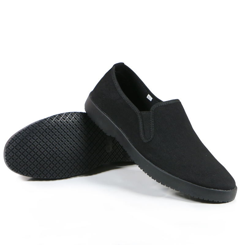 全黑一脚蹬橡胶软底北京布鞋透气