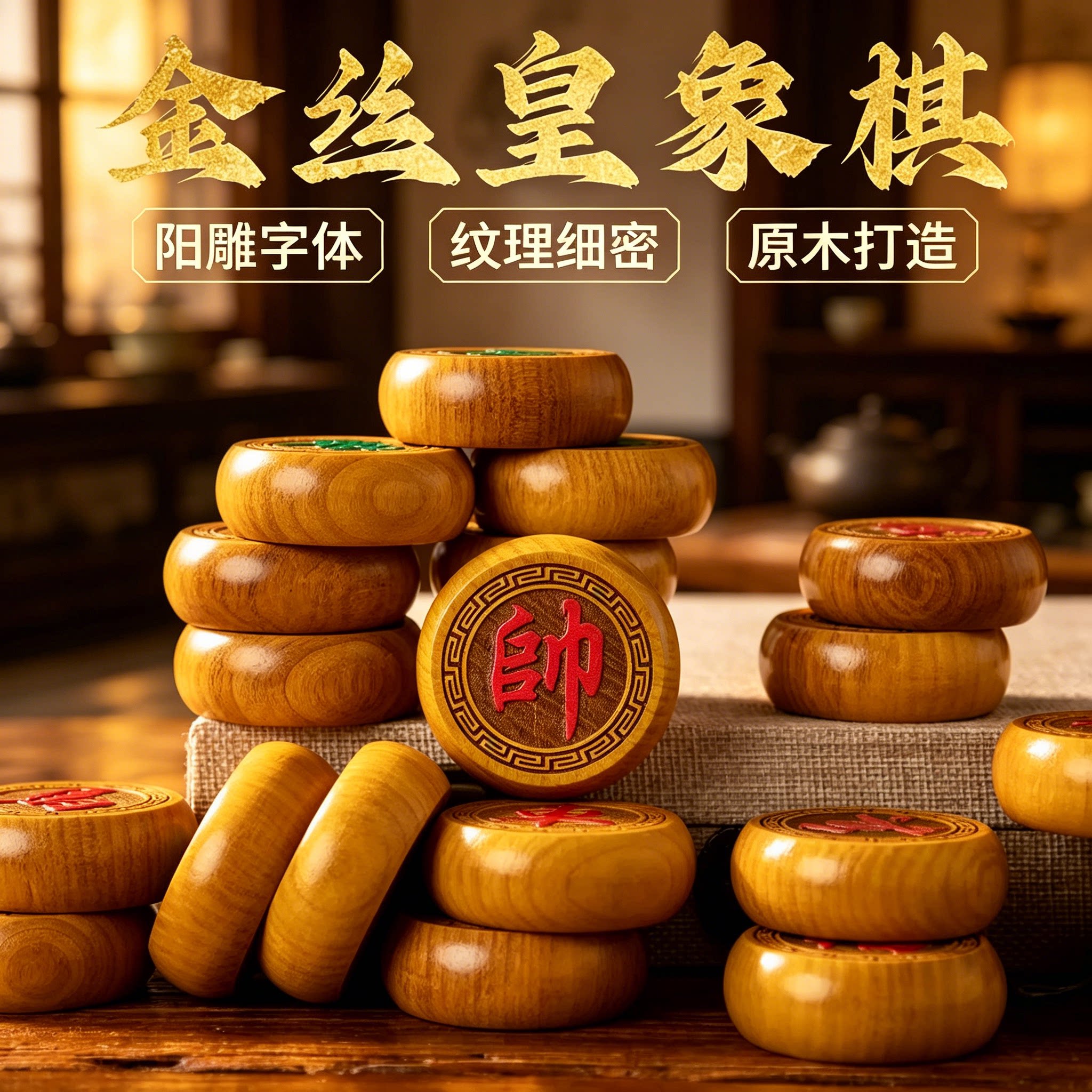 金丝皇大号便携中国象棋