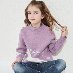 新款中大童圆领针织衫女童打底毛衣加厚儿童冬2026半高领一体加绒