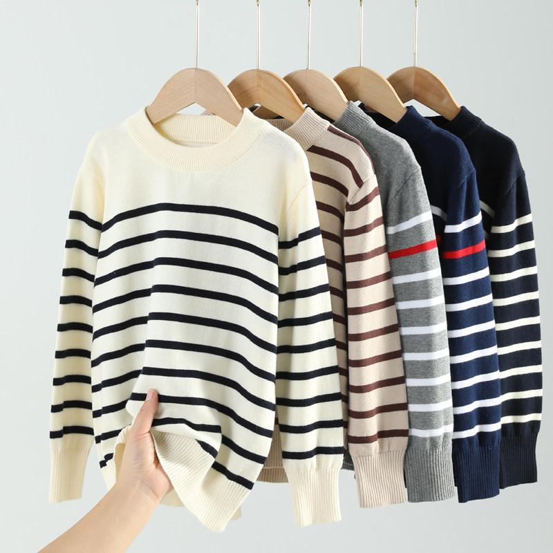 2026中大童条纹纯棉圆领毛衣男童女童春秋儿童薄款打底衫针织潮,童装/婴儿装/亲子装,毛衣/针织衫,淘宝优惠券,粉丝福利购,淘宝优惠卷