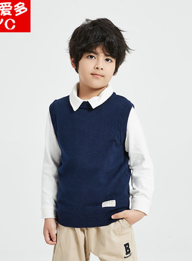 2025新款儿童针织马甲背心纯棉男童春秋宝宝毛衣马夹外穿洋气坎肩