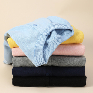 2026春秋薄款男童针织开衫纯棉女童针织衫圆领儿童毛衣亲子装外套