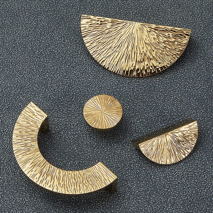 黄铜直线锤纹半圆形金色把手轻奢抽屉柜门衣柜电镀钛金中古风拉手,住宅家具,拉手,淘宝优惠券,粉丝福利购,淘宝优惠卷