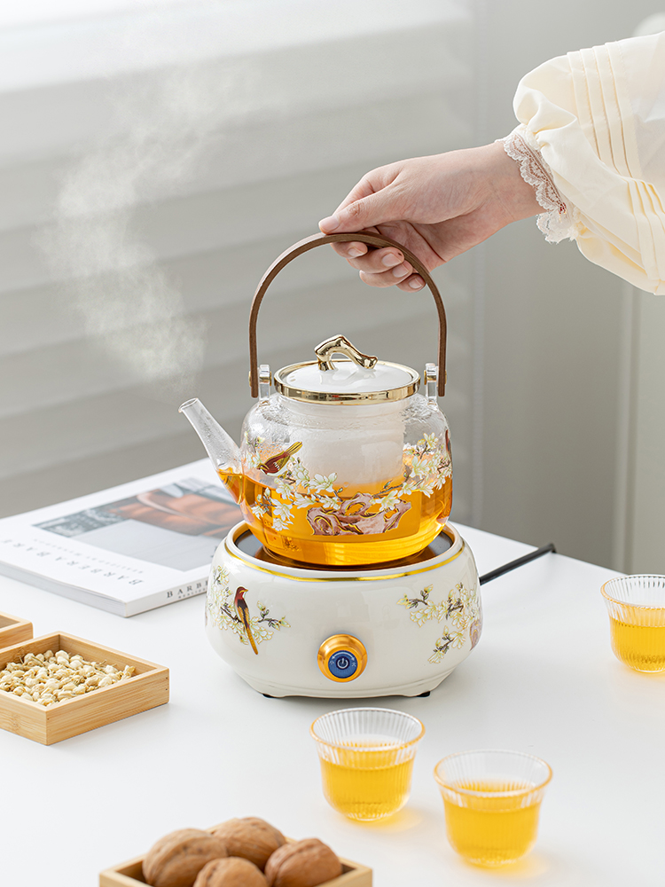 电陶炉煮茶壶蒸煮双用大容量玻璃泡茶壶烧水喝茶围炉套装陶瓷家用